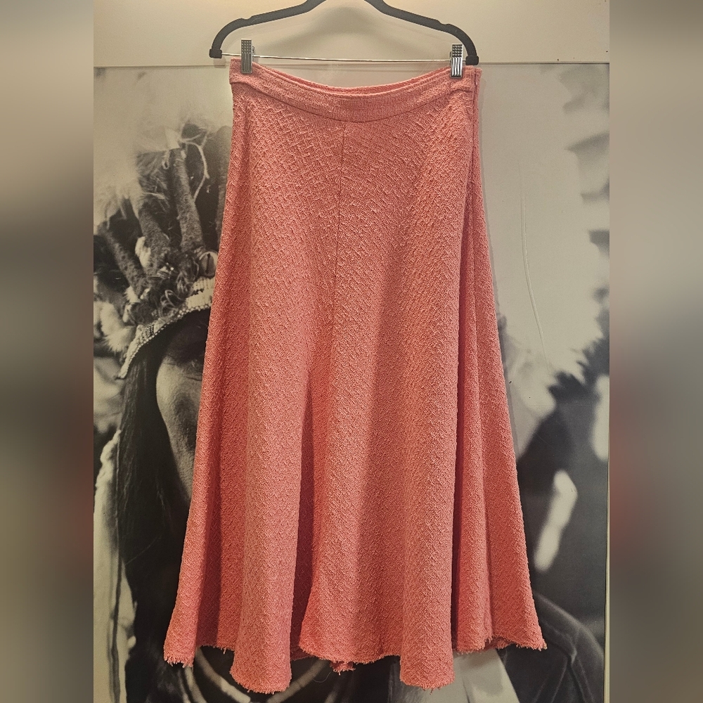 ZARA Midi Tweed High-waisted A-Line Skirt in Faded Pink Size Large - Picture 5 of 6